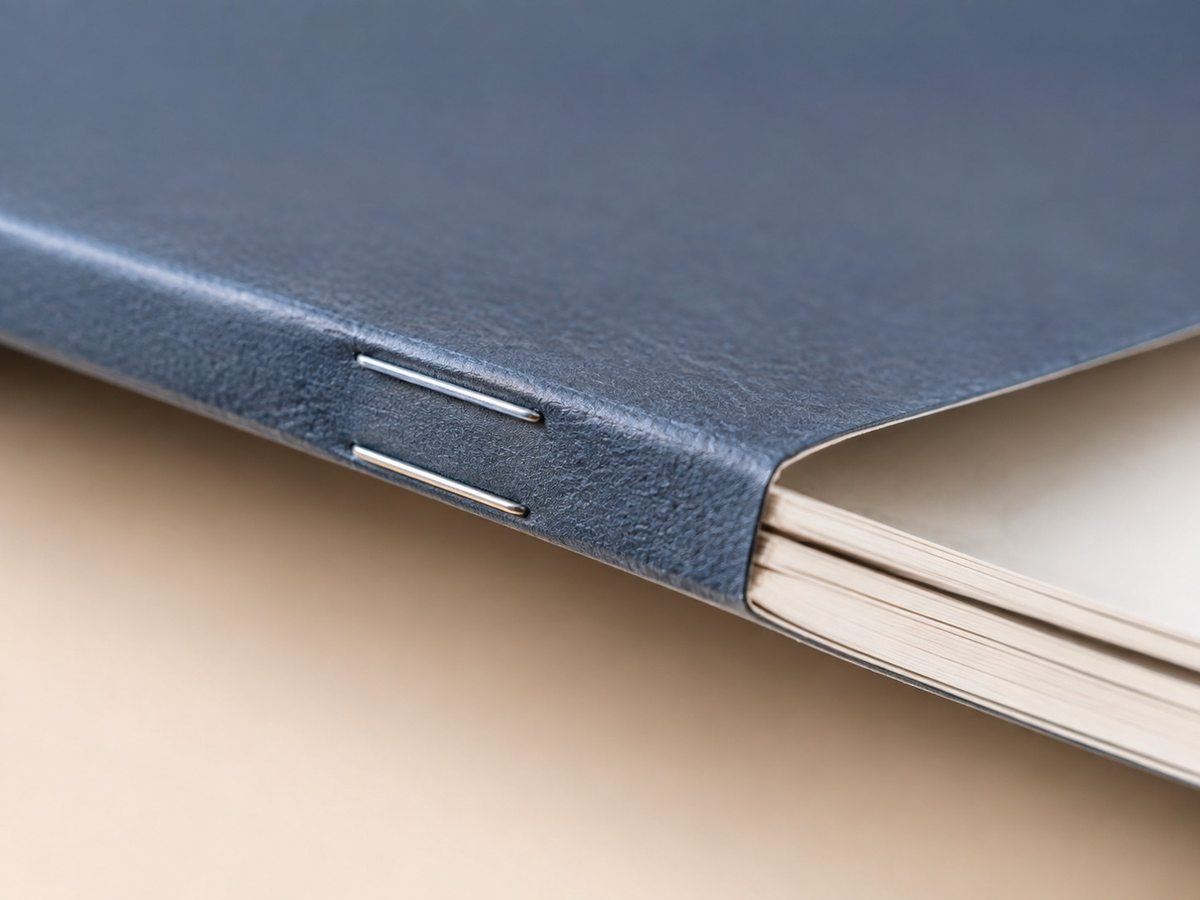 Saddle Stitch Booklet Printing material and craftsmanship close-up