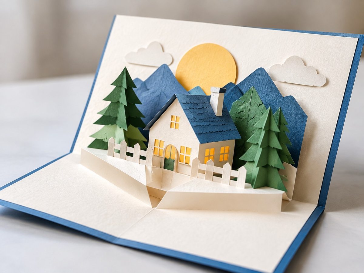 Custom 3D Pop-up Card Printing material and craftsmanship close-up