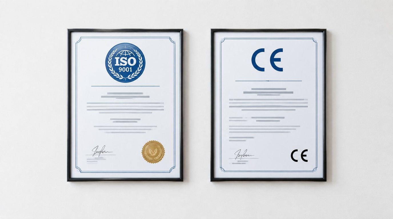 ISO 9001 and CE certificates